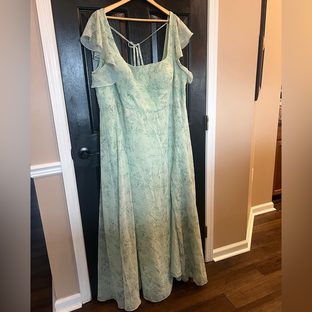 Elegant Mint Green Floral Dress from Azazie A26 size 2X